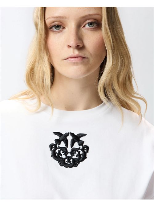 T-shirt cropped con ricamo Love Birds PINKO | 106814A3AM/Z04